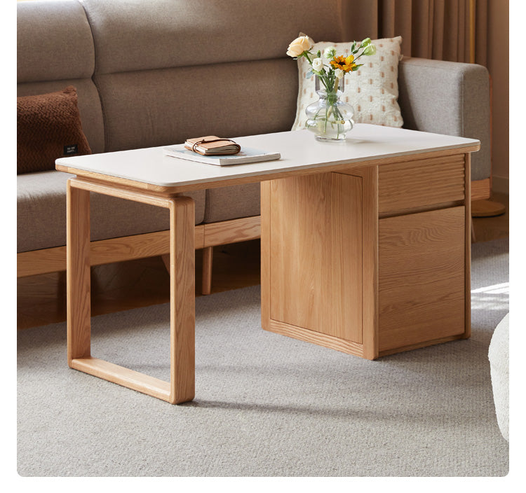 Oak Solid Wood Rock Plate Modern Coffee Table-