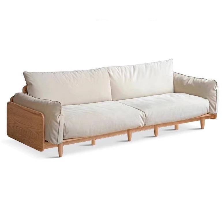 Oak solis wood sofa Genuine Leather, fabric: