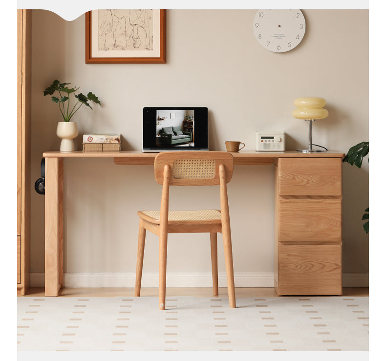 Oak Solid Wood Ultra-narrow Long Table With Cabinet