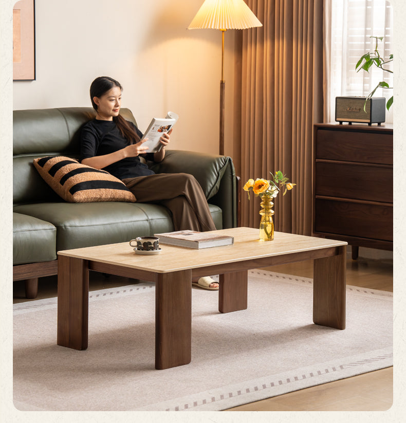 Black Walnut Solid Wood Rock Plate Tea Table