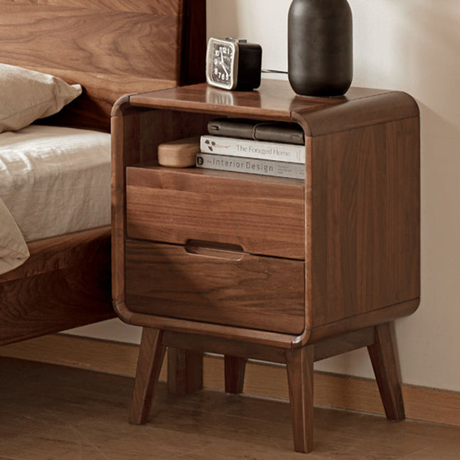 Black walnut solid wood modern storage small nightstand