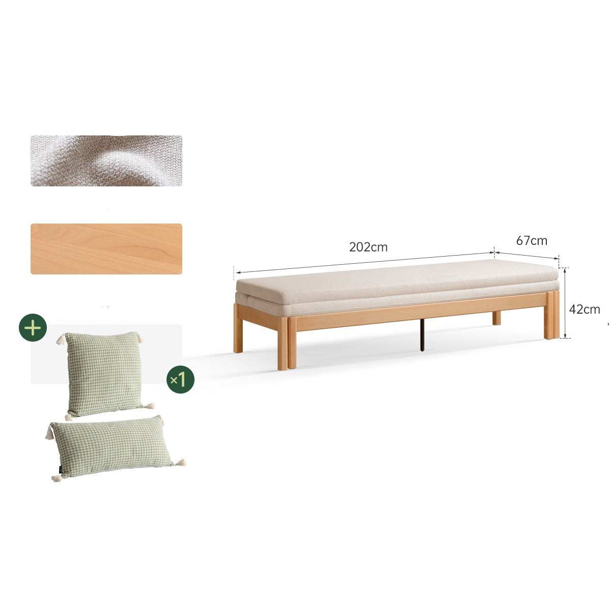 Oak solid wood sofa bed folding multi-functional telescopic+