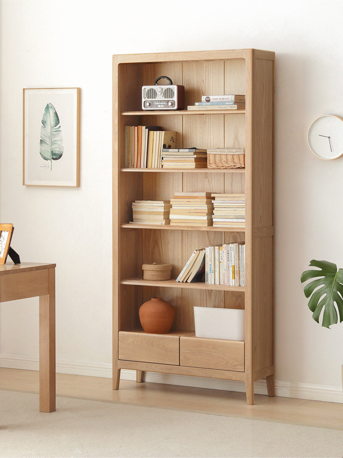 Ash Solid Wood Combination Bookcase Bookshelf