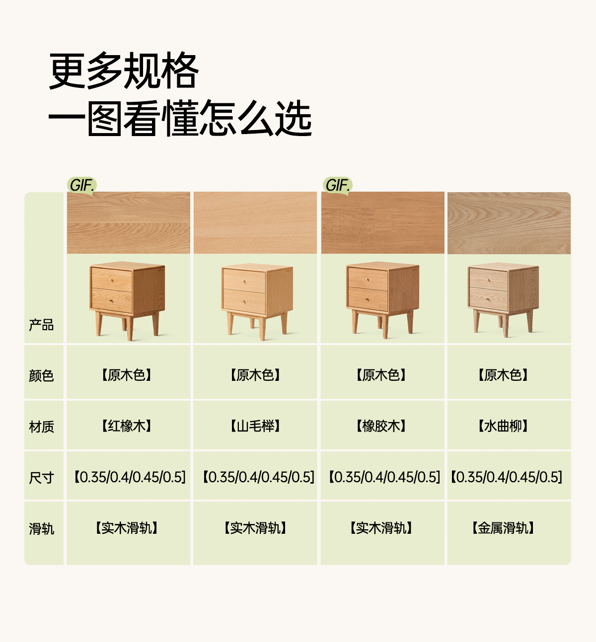 Beech, Oak, Solid RubberWood, Ash solid wood Nightstand