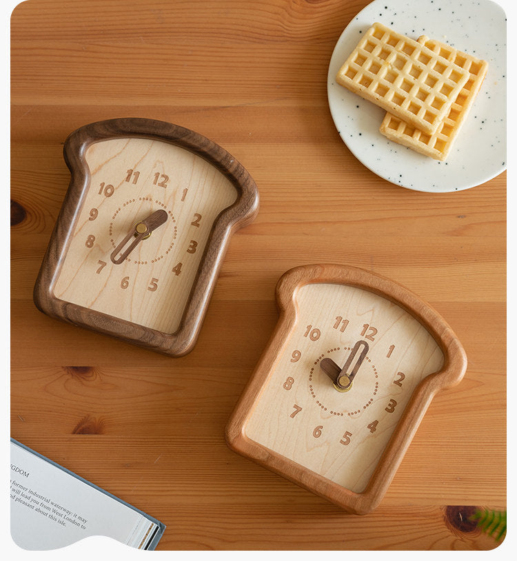Cherry, Black Walnut Solid Wood Toast Clock Creative