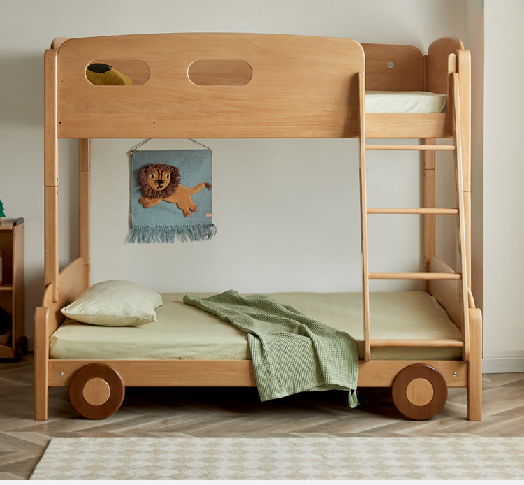 Beech solid wood children's Bunk Bed cartoon car Bed.