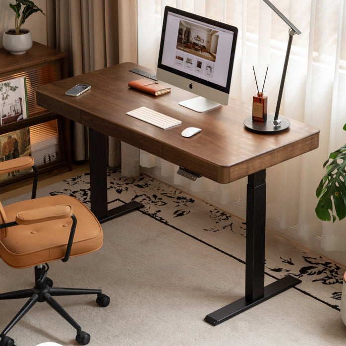 Black Walnut Solid Wood Electric Lift table Multifunctional Computer desk