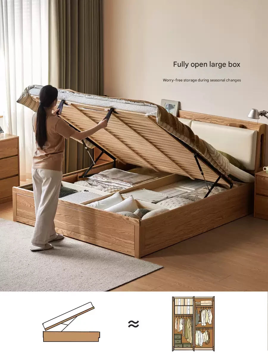 Oak Solid Wood Box Bed Storage Technology Cloth