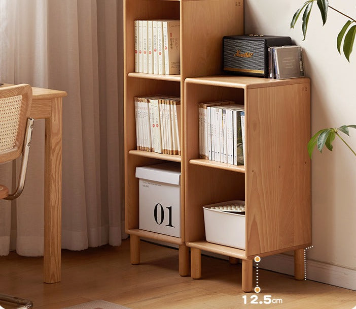 Beech solid wood Small bookshelf side cabinet-