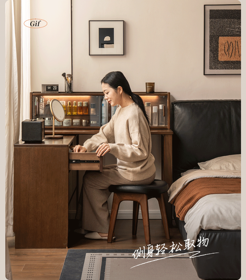 Solid Longan Hardwood Modern Minimalist Vanity Table