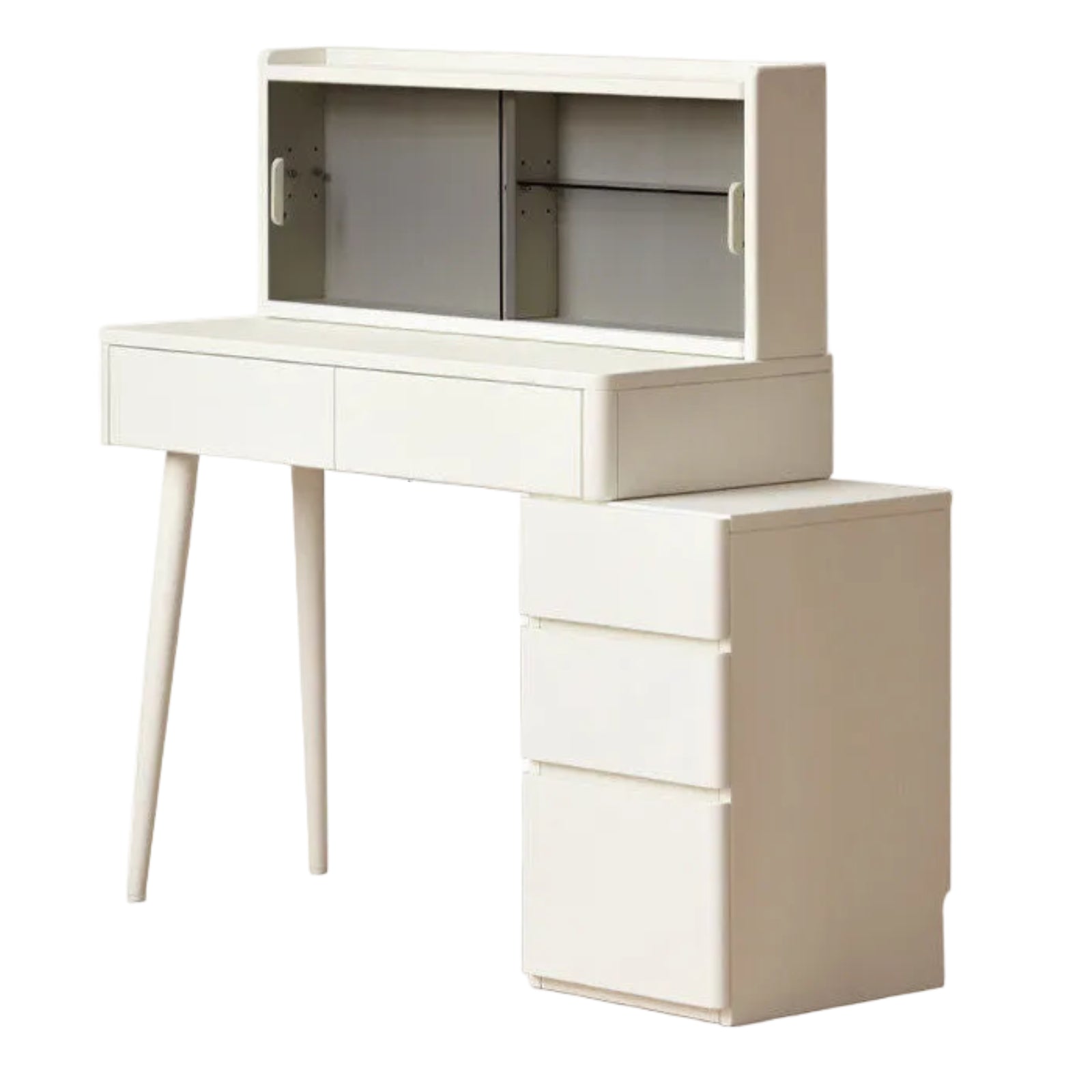 Solid RubberWood Telescopic Vanity Table + LED Makeup Mirror