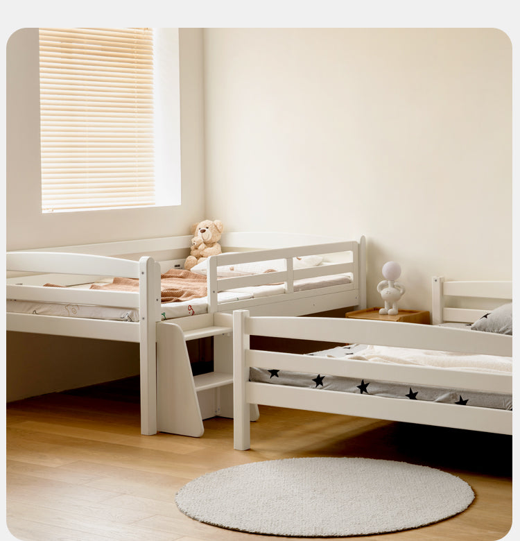 Beech, Birch solid wood children's bunk bed white detachable bed.