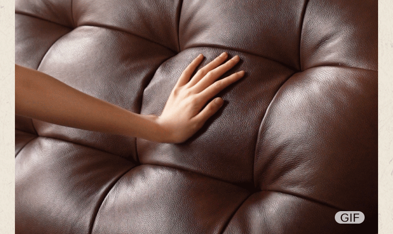 Genuine Leather American Retro High-Back Sofa with Checkerboard Black Bear Pattern