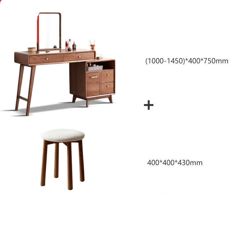 Oak solid wood telescopic dressing table Walnut color: