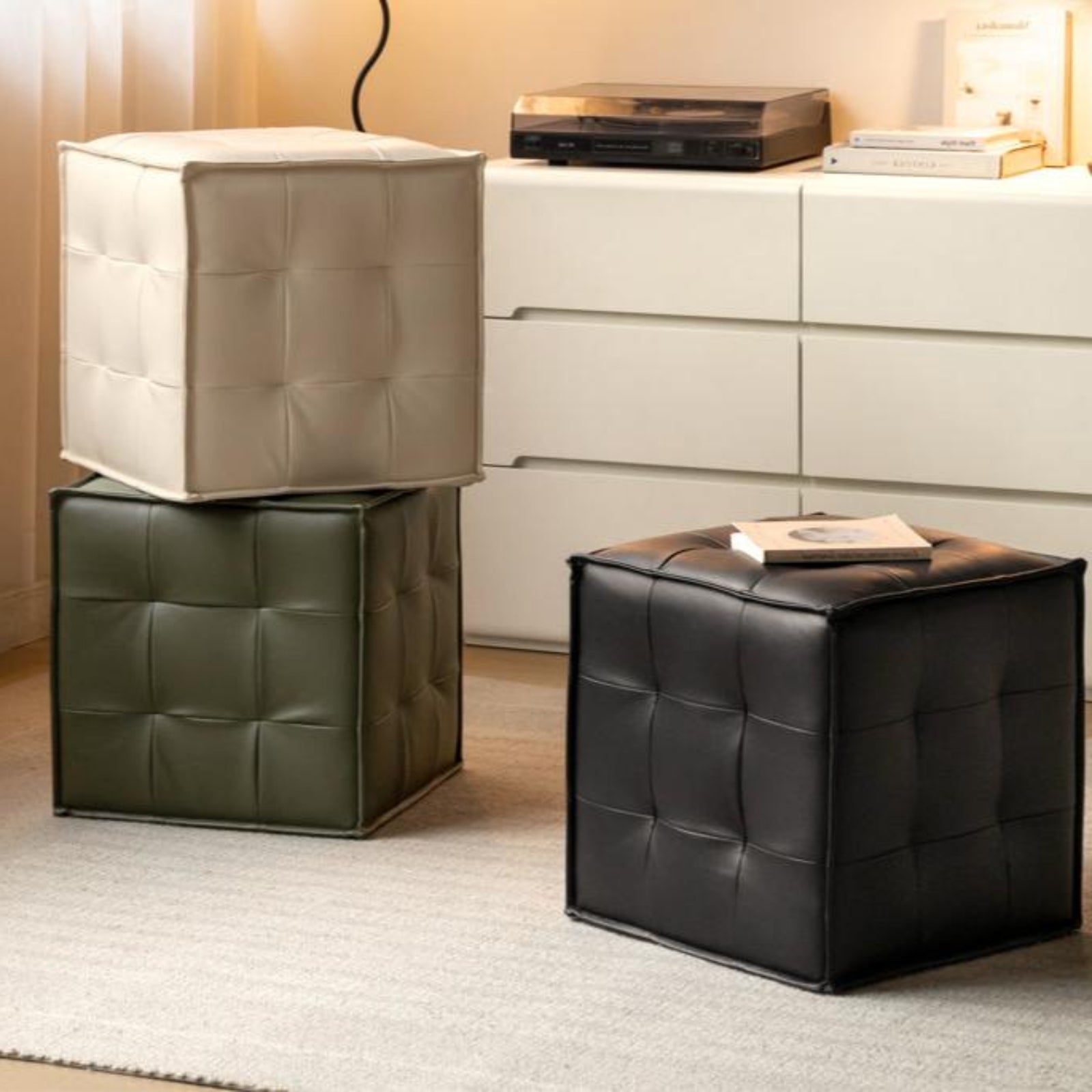 Genuine Leather Modern Makeup Stool footstool