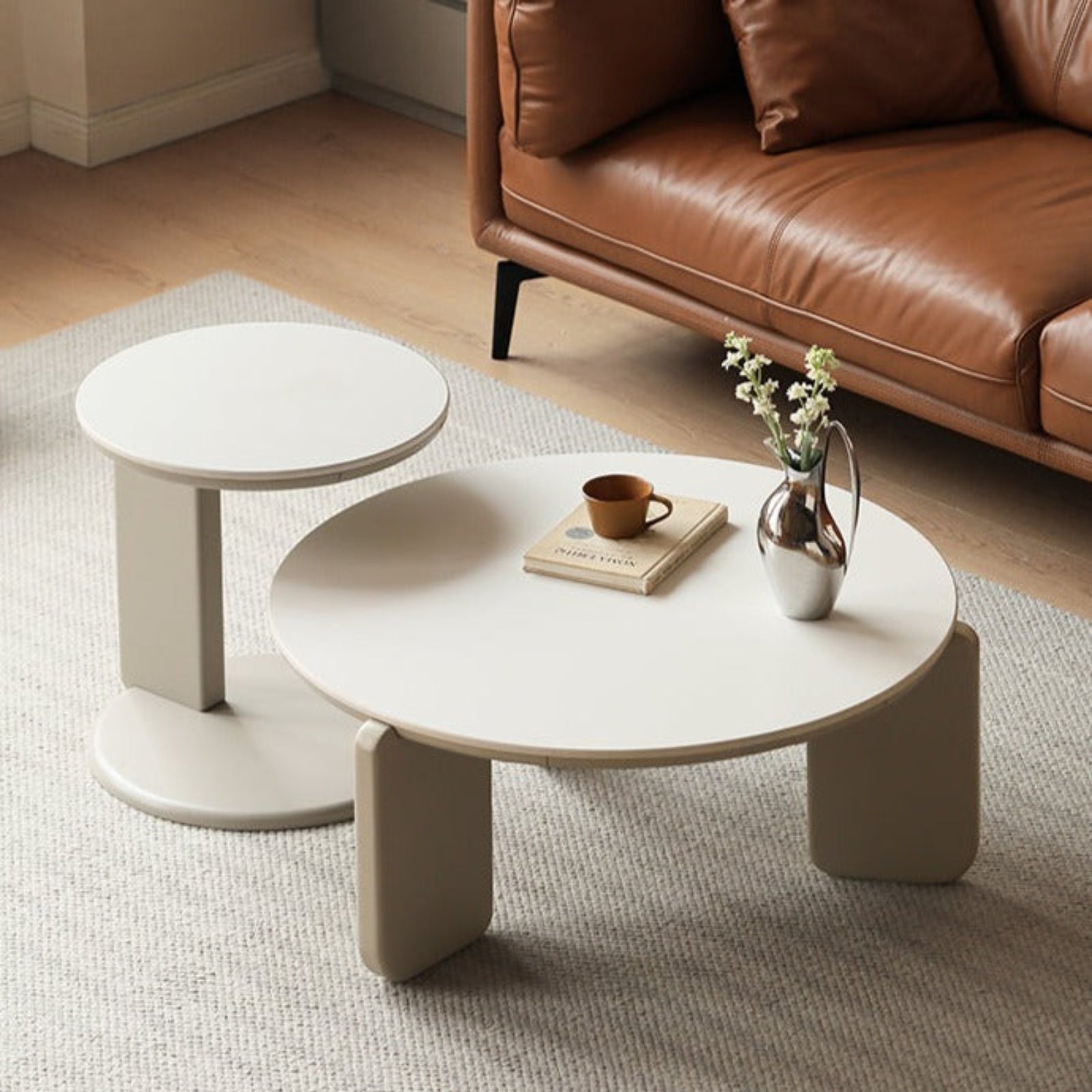 Poplar Solid Wood  Rock Plate Combination Coffee Table.