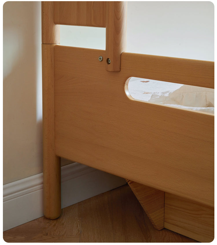 Oak Solid Wood Kids Storage Bed with Built-In Bookcase Headboard and Lift Storage