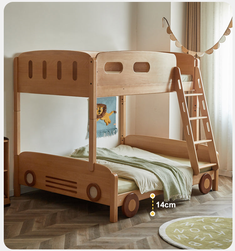 Beech solid wood children's Bunk Bed cartoon car Bed.