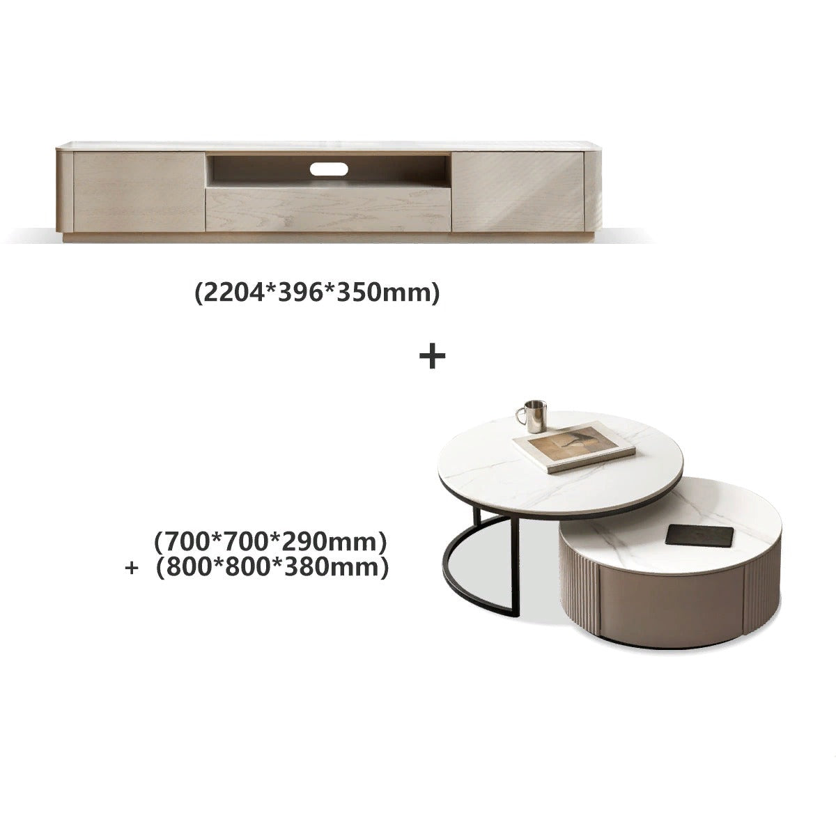 SALE Oak solid wood 2.2m TV CABINET + 2 pcs coffee table