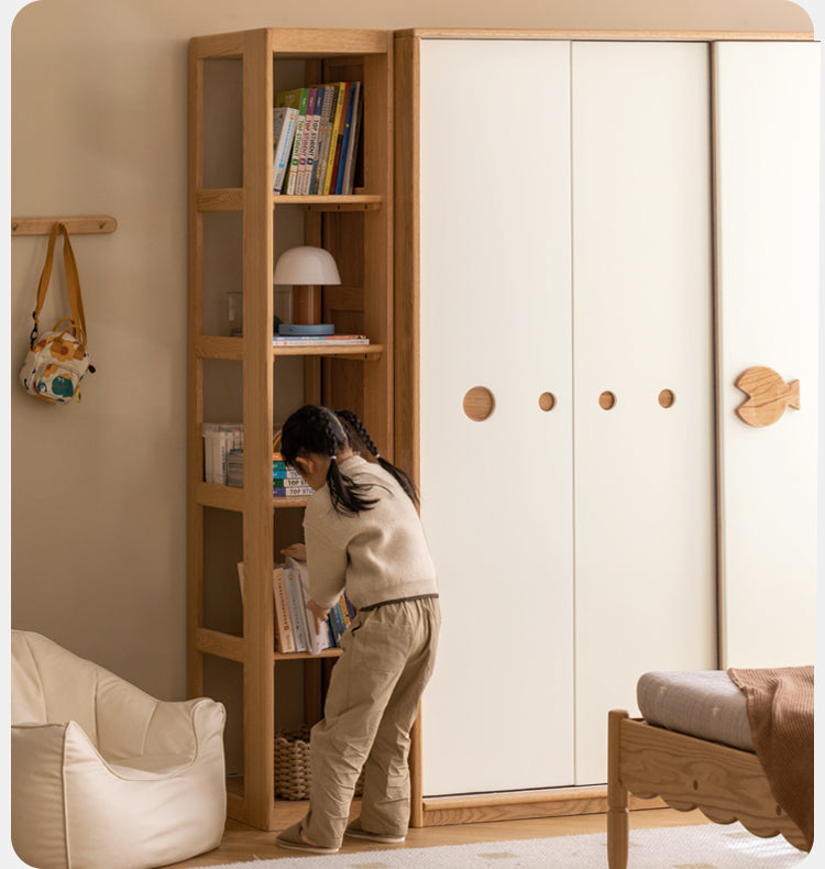 Oak, Poplar solid wood children's bookshelf high storage rack"