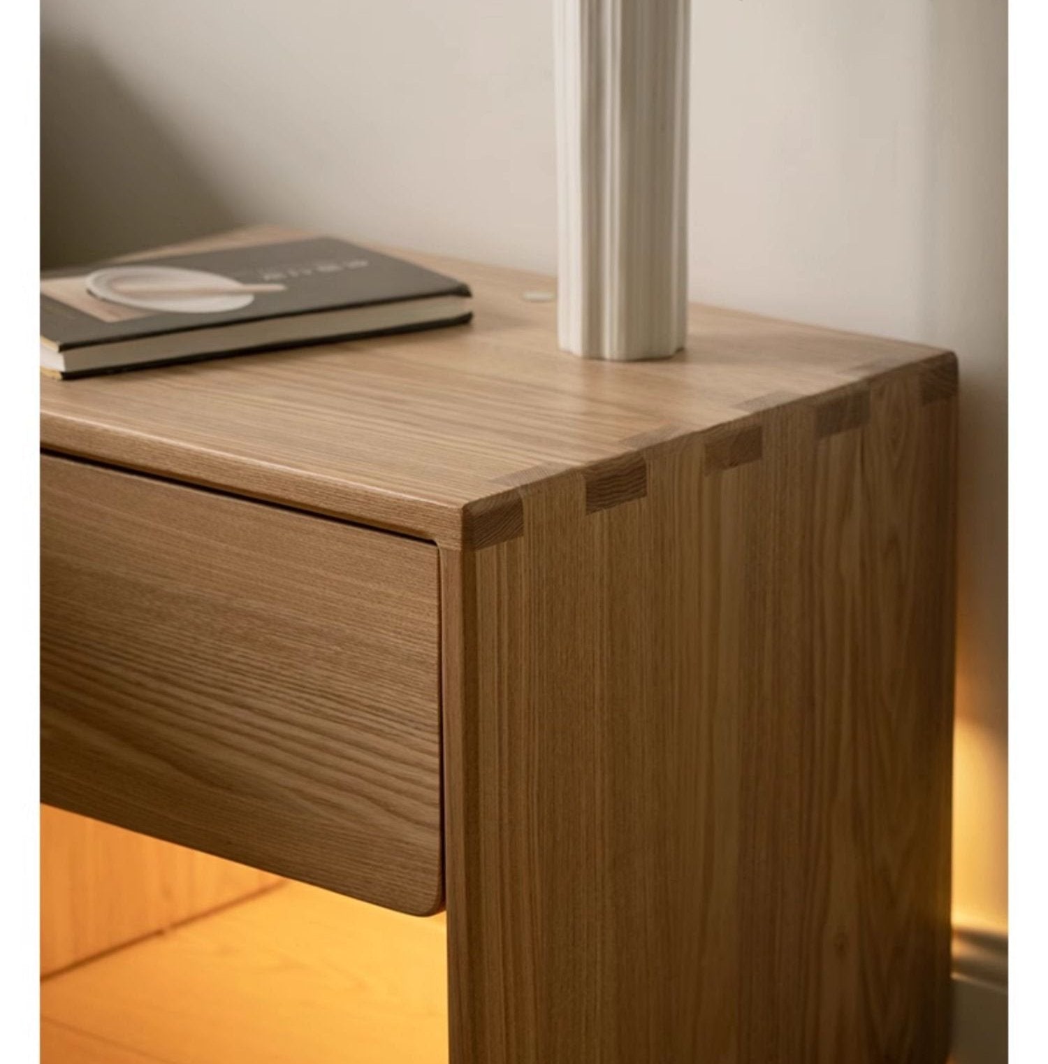 Ash solid wood smart modern nightstand