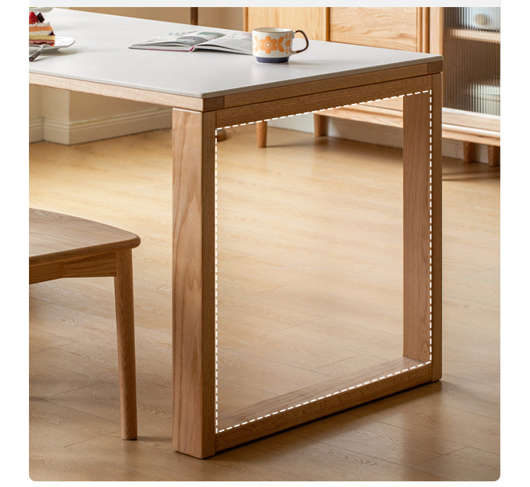 Oak solid wood island + table integrated retractable rock board+