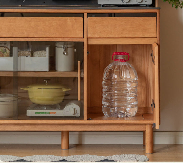 Cherry Solid Wood Rock Plate Storage Sideboard