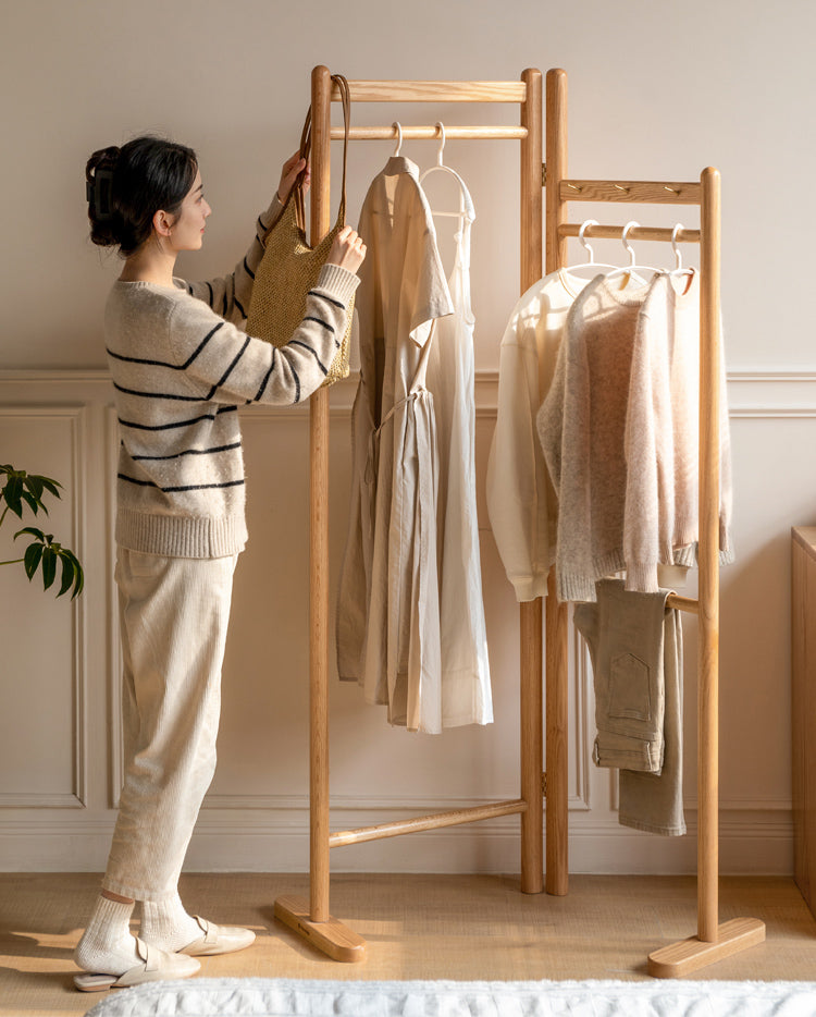 Oak solid wood simple foldable storage rack