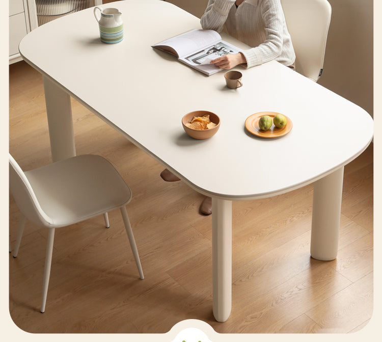 Poplar Solid Wood Rock Plated Oval Dining Table