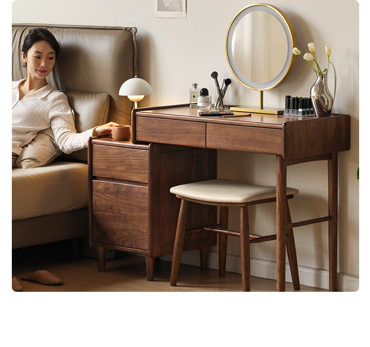 Black Walnut Solid Wood Modern Retractable Dressing Table-