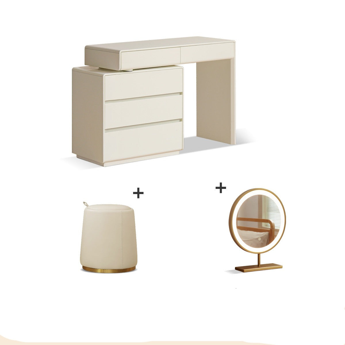 Poplar solid wood  L shape Dressing table: