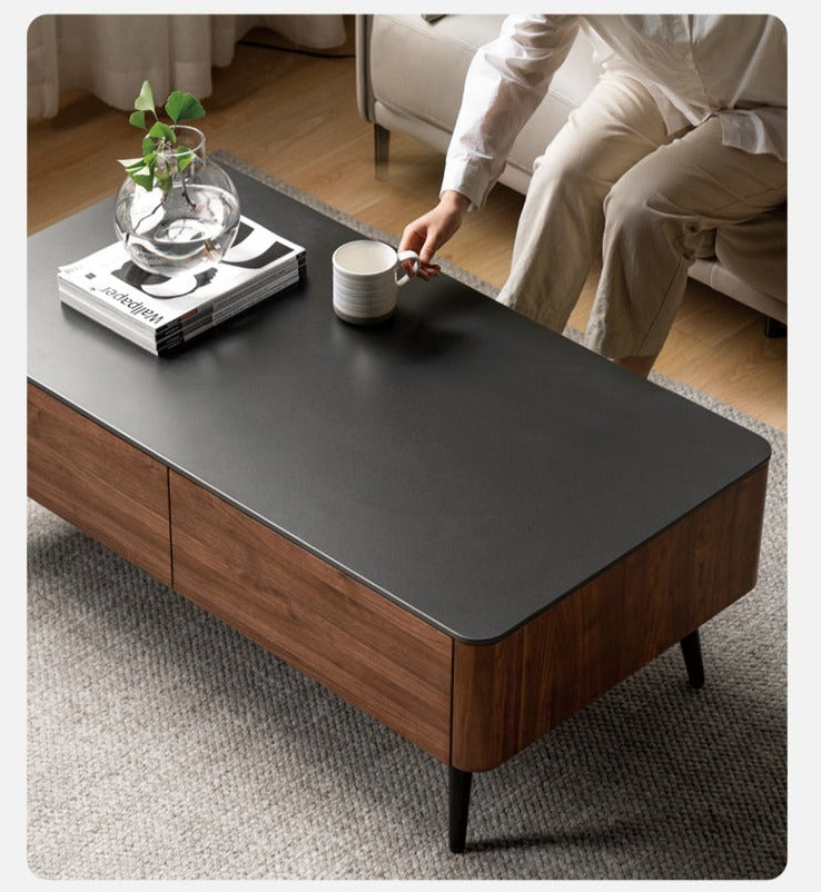 Black Walnut solid wood Slate coffee table"