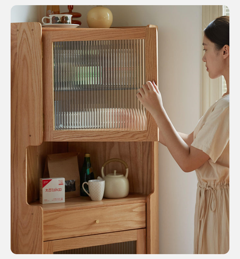 Oak Solid Wood Corner Side Cabinet