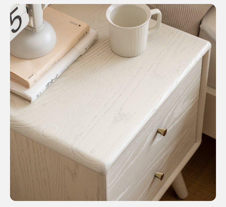 Double drawer nightstand oak solid wood"