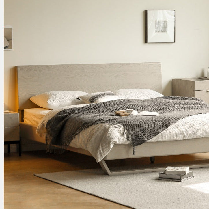 Oak Solid Wood Suspension Bed Light Luxuri "