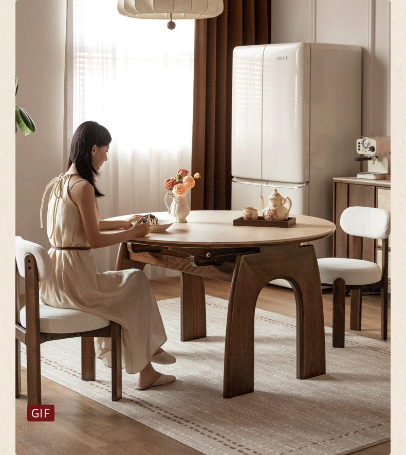 Black Walnut Solid Wood Round Dining Table