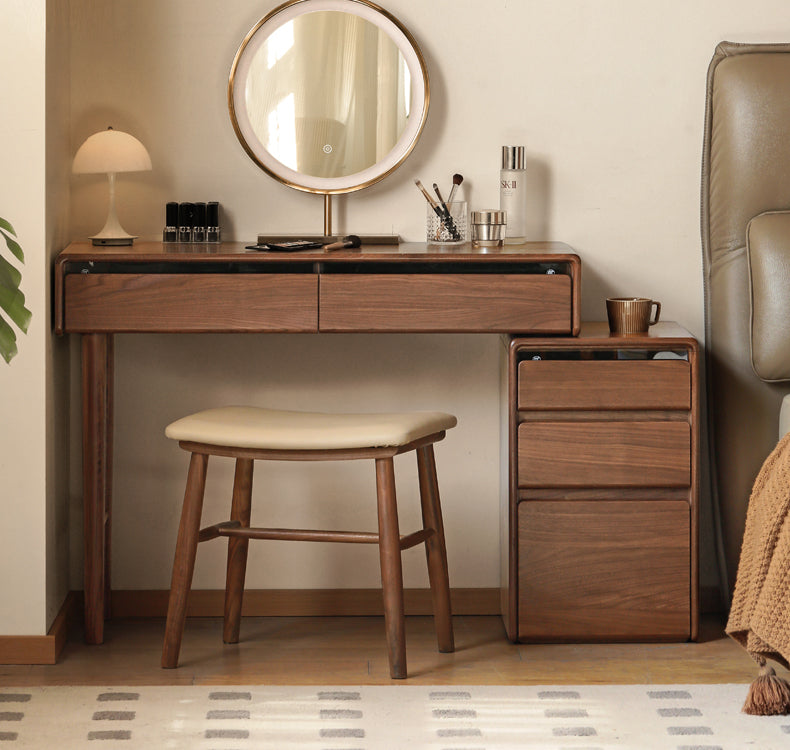 Black walnut solid wood retractable dressing table Nordic chest of drawers integrated<