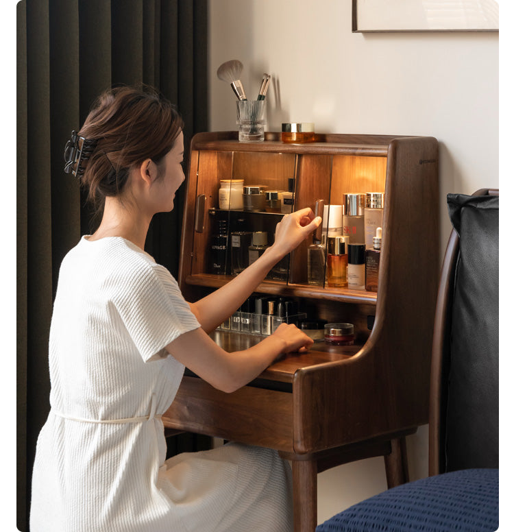 Black walnut solid wood Lighted dressing table