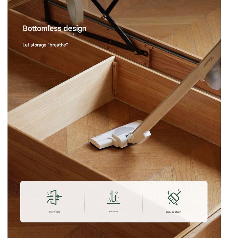Oak solid wood platform bed, headboard-free bed suspension bed.