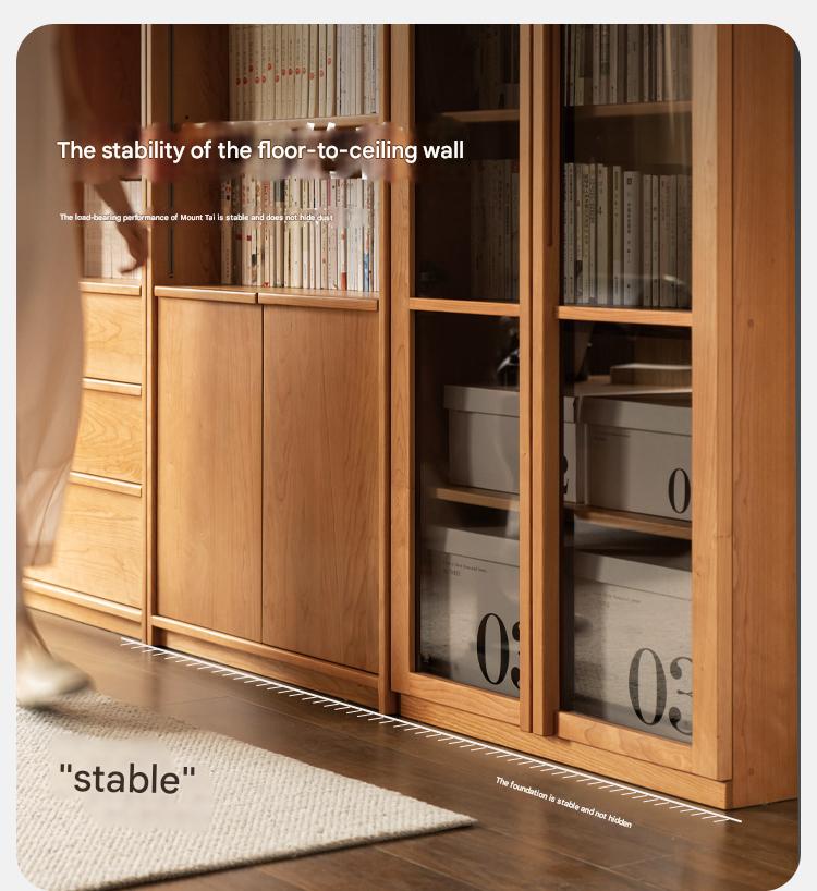 Cherry Solid Wood Glass Door Bookcase