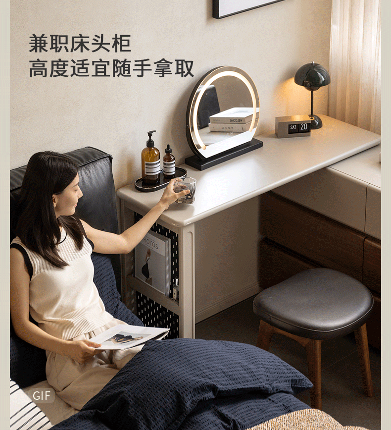 Black Walnut, Poplar Solid Wood Vanity Table Modern Italian Design