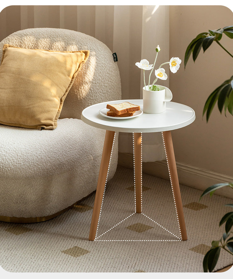 Ash Solid Wood Small Round Table "