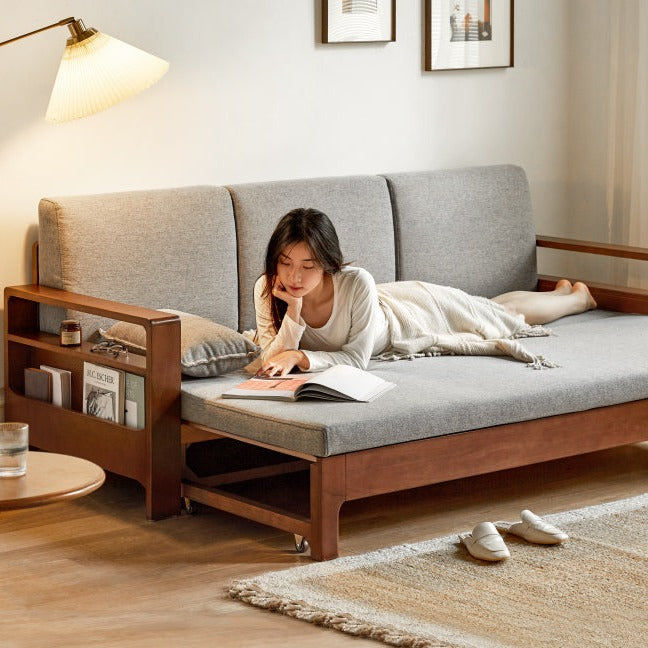 Oak, Beech folding multi-functional storage sofa bed