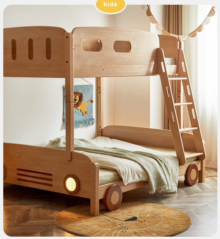 Beech solid wood children's Bunk Bed cartoon car Bed.