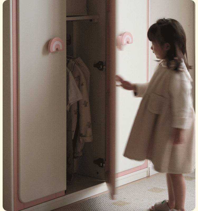 Solid RubberWood Kids Modular Wardrobe Closet with Multi-Size Storage Options