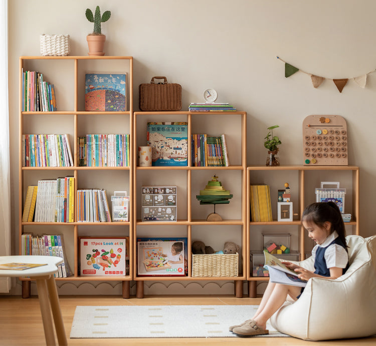 Beech solid wood multi-layer combination children's bookcase