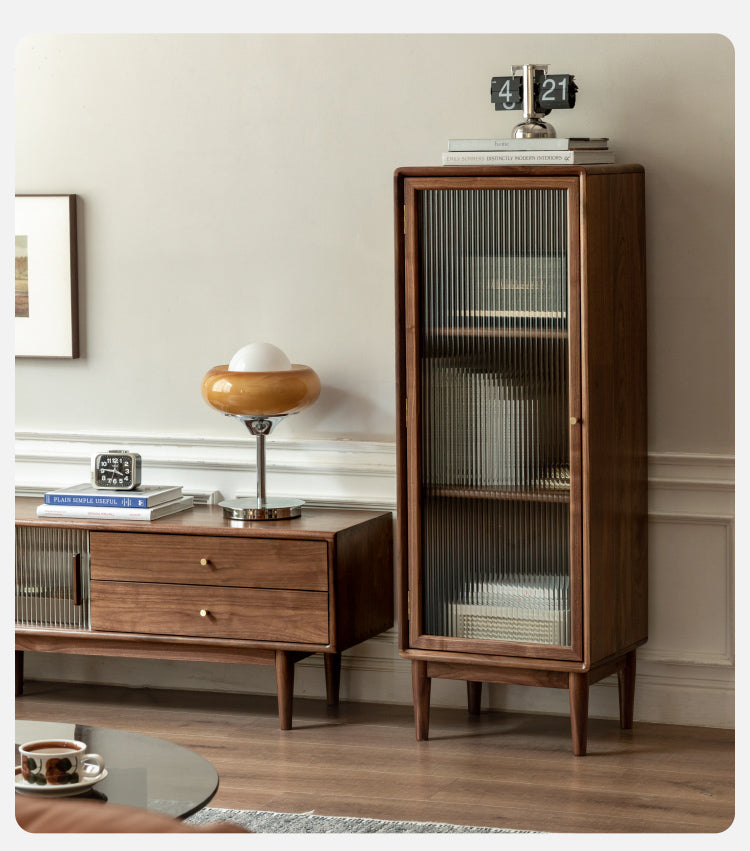 Black Walnut Solid Wood Edge Cabinet  Bookcase side Cabinet-
