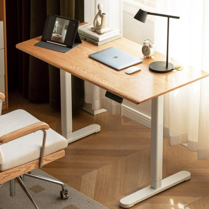 Oak Solid Wood Smart Electric Lift Standing Office Desk