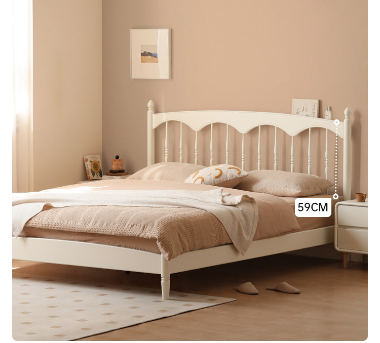 Poplar Solid Wood Bed French Cream Style