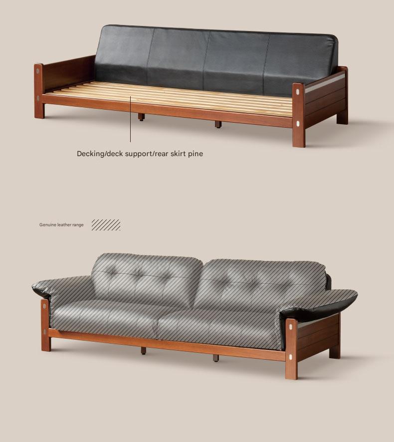Poplar solid wood antique style Bauhaus high backrest sofa